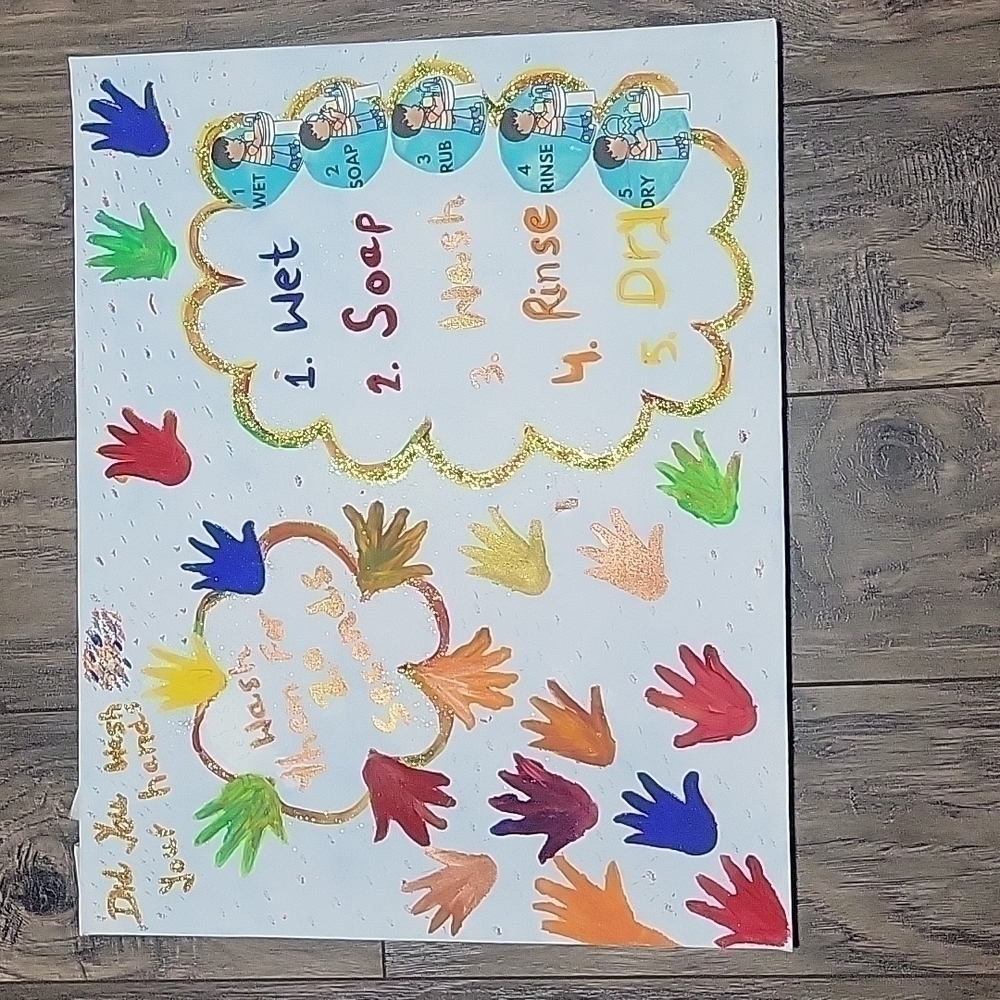 Kid's art and craft, wash your hands, 20 inches x 16 inches
